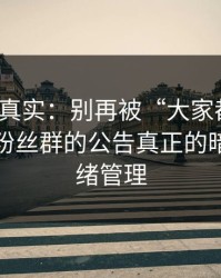 冷门但真实：别再被“大家都这样”骗了：粉丝群的公告真正的暗线是情绪管理