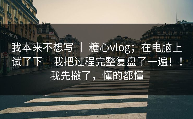 我本来不想写 ｜ 糖心vlog；在电脑上试了下｜我把过程完整复盘了一遍！！我先撤了，懂的都懂